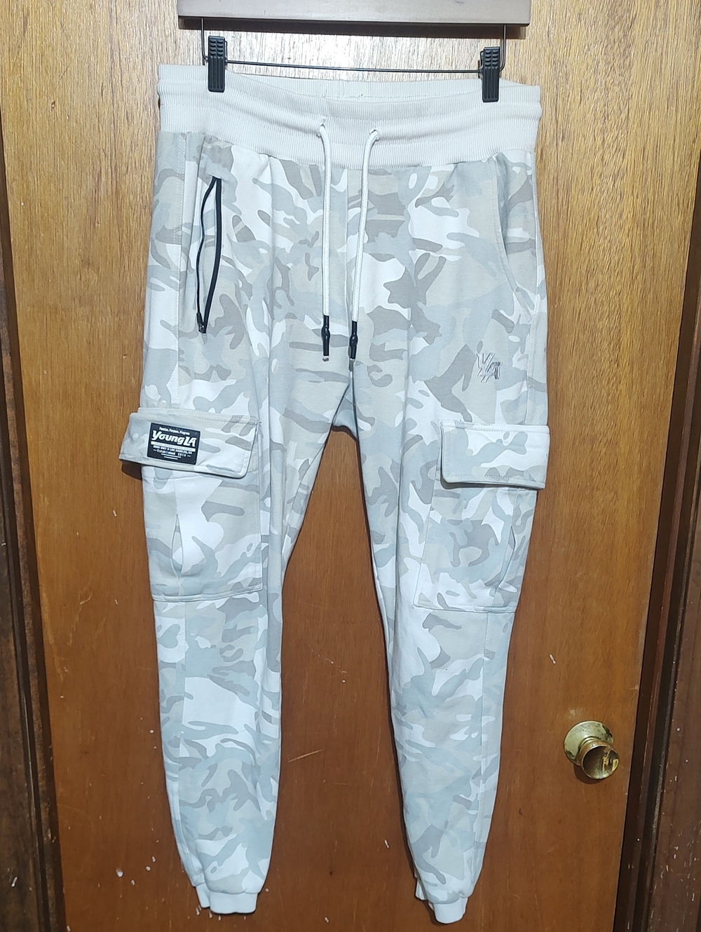 YoungLA Men's Light Gray Camo Cargo Jogger Pants